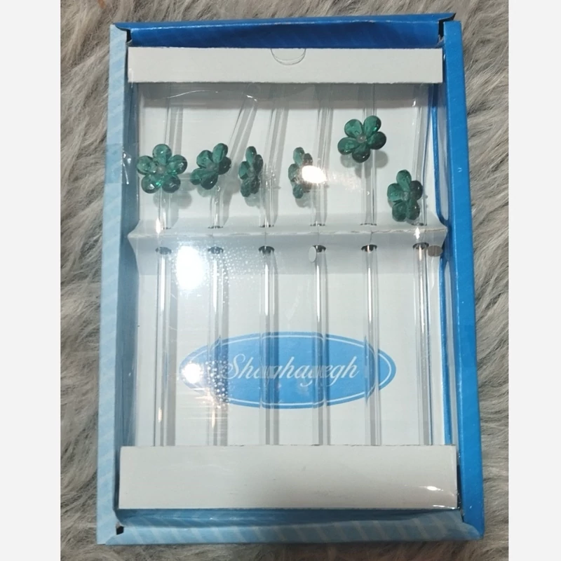 نی شیشه ای گلدار پک 6 عددی
