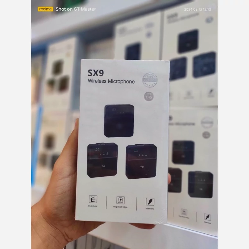 میکروفن یقه ای بیسیم حرفه ای مدل SX9 قابلیت نویزگیر دارای 3 میکروفن