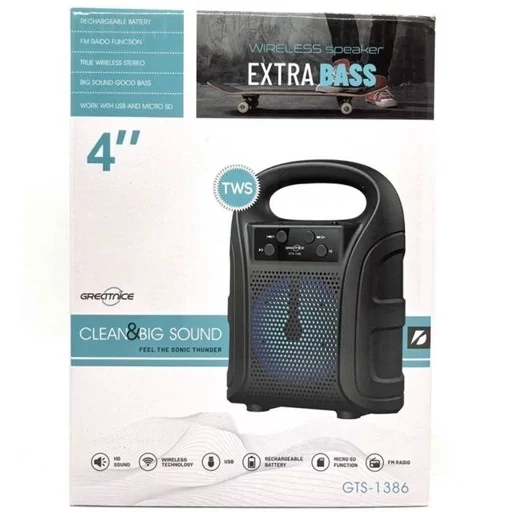 اسپیکر بلوتوثی قابل حمل گریت نایس مدل(مدل : mana13d6) GTS 1386 ، شیار کارت حافظه MicroSD، USB ، Bluetooth
