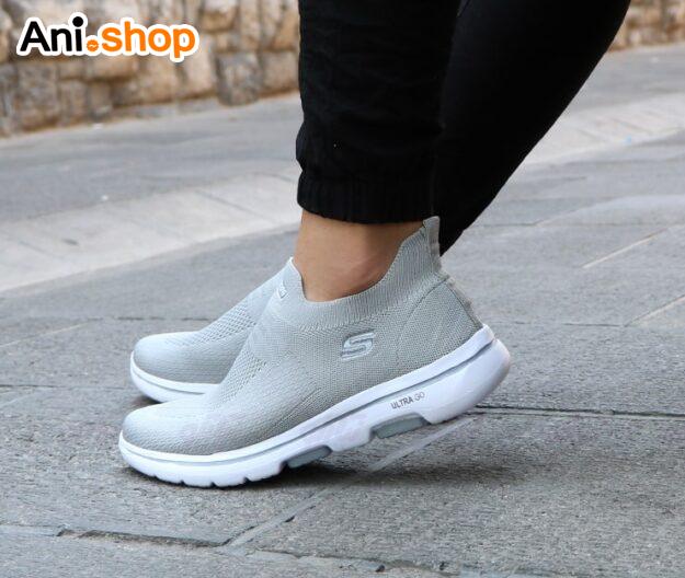 کفش اسکیچرز مدل Knit طبی رنگ طوسی روشن سایز 39 (پس کرایه)