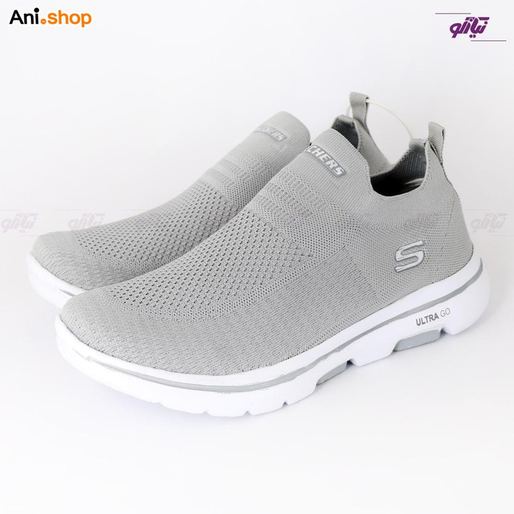 کفش اسکیچرز مدل Knit طبی رنگ طوسی روشن سایز 40 (پس کرایه)