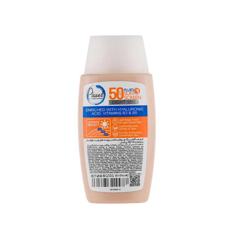 کرم ضد آفتاب رنگ بژ روشن مناسب پوست های چرب، جوش دار و مختلط با SPF 50 پیکسل (پس کرایه)