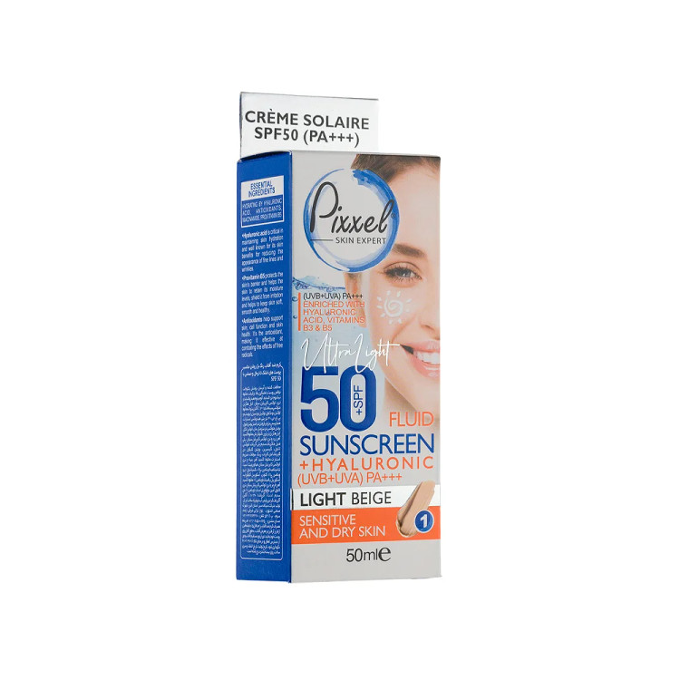 کرم ضد آفتاب رنگ بژ روشن مناسب پوست های خشک تا نرمال و حساس با SPF 50 پیکسل (پس کرایه)