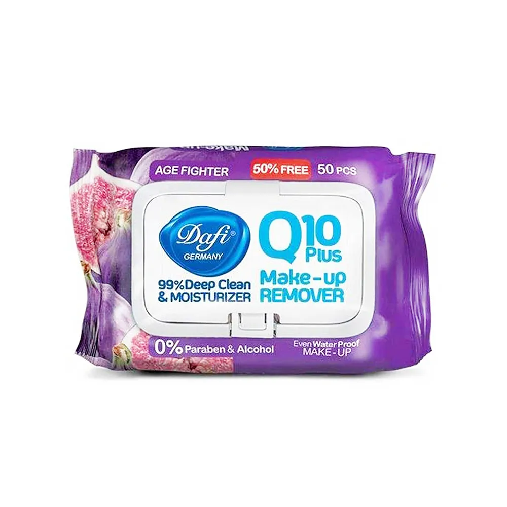 دستمال مرطوب پاک کننده آرایش دافی مدل Q10 طرح میوه 50 برگی (طرح رندوم) (پس کرایه)