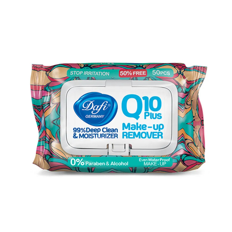 دستمال مرطوب پاک کننده آرایش دافی مدل Q10 طرح گلدار 50 برگی (طرح رندوم) (پس کرایه)