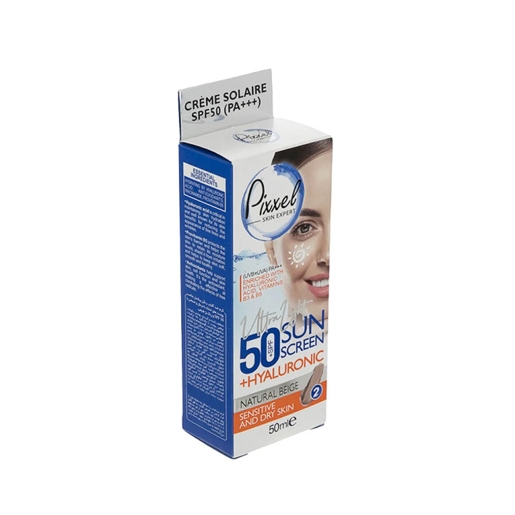 کرم ضد آفتاب رنگ بژ طبیعی مناسب پوست های خشک تا نرمال و حساس با SPF 50 پیکسل (پس کرایه)